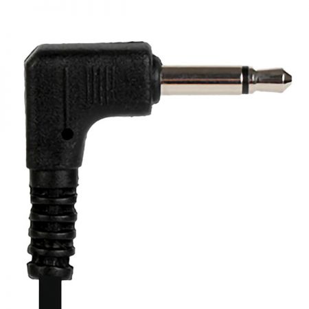 A 3.5mm 90-degree plug is commonly used for audio connections, offering a convenient angle for insertion into devices with limited space or ports.